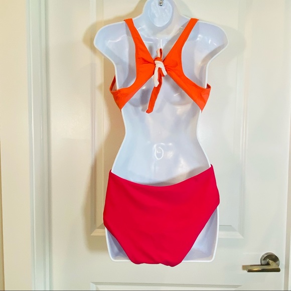 Orange & Hot Pink ColorBlock One Piece Bikini 8 - Picture 8 of 10